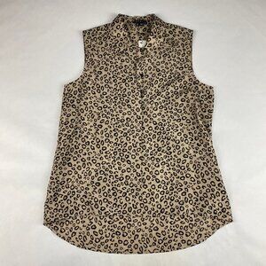 NWT Theory 100% Silk Tank Blouse Women's Size Medium - Cheetah Print